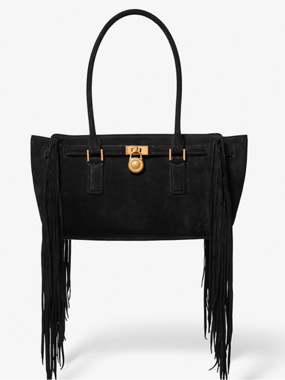 NEW MICHAEL KORS
Hamilton Moderne Small Fringed Suede Satchel BLACK - Picture 2 of 6